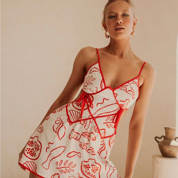 Sabo Skirt Red and White Mini Dress - Picture 1 of 3